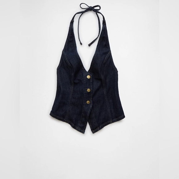 Denim Halter Vest - Picture 1 of 3